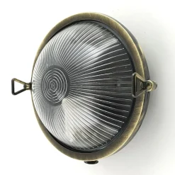 Andromeda Kellerlampe Messing massiv Glas D: 17,5 cm rund IP64< Außenwandleuchten|Rustikale Lampen