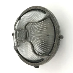 Außenwandleuchten|Feuchtraumleuchten*Andromeda Kellerlampe Messing massiv Glas E27 IP64 D: 17,5 cm