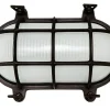 Außenwandleuchten|Feuchtraumleuchten*Lido Kellerlampe oval Messing Glas B: 24 cm IP64 E27 Schwarz antik