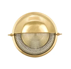 Außenwandleuchten|Feuchtraumleuchten*Andromeda Kellerleuchte Messing Glas rund Ø 17,5 cm IP64 E27