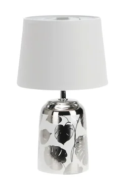Tischlampen|Schlafzimmer Lampen*Rabalux Keramik Tischlampe Stoff Schalter Blätter H:30cm