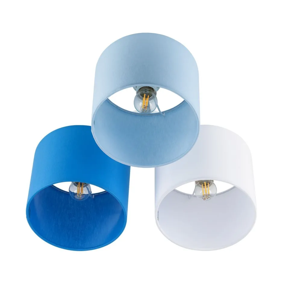 TK Lighting Kinderzimmerlampe Blau Weiß 3-flammig Stoff E27 Decke<Kinder Kinderzimmerlampen|Kinderlampen