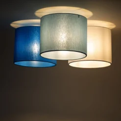 TK Lighting Kinderzimmerlampe Blau Weiß 3-flammig Stoff E27 Decke<Kinder Kinderzimmerlampen|Kinderlampen