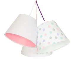 BPS Koncept Kinderzimmerlampe SAMY Weiß Rosa gepunktet 3-flmg<Kinder Kinderzimmerlampen|Kinderlampen