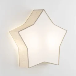 TK Lighting Kinderzimmerleuchte Leinen 45 cm lang Stern Weiß Beige 2x E27<Kinder Deckenleuchten|Kinderzimmerlampen