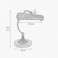 Tischlampen|Bürolampen*Giovanni Battista Klavierleuchte Messing H: 31,5 cm schwenkbar in Bronze antik
