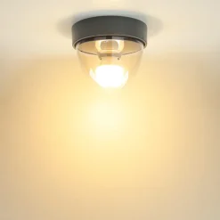 Moderne Lampen|Feuchtraumleuchten*Nowodvorski Kleine Deckenlampe Bad Ø18cm rund Grau IP44 E27