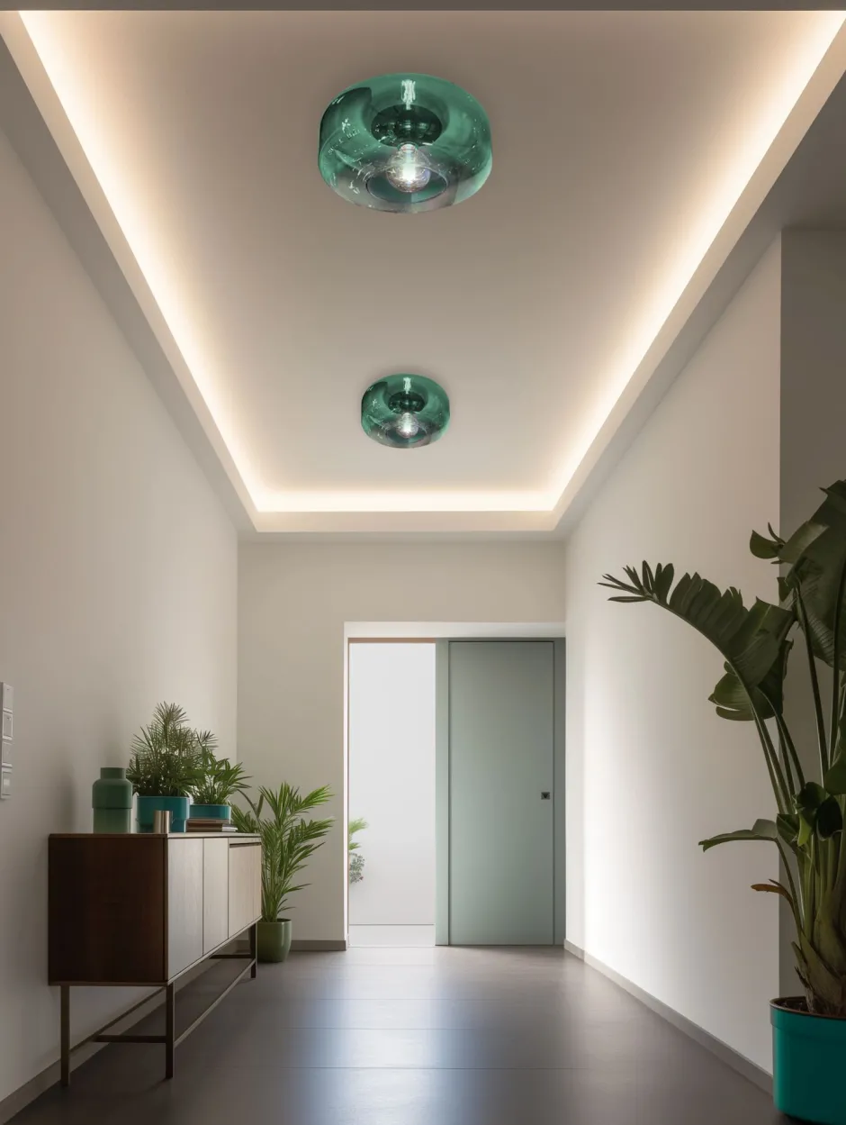 Wohnzimmerlampen|Glaslampen*Eco-Light Kleine Deckenlampe Glas Grün rund Ø 35 cm E27 blendarm