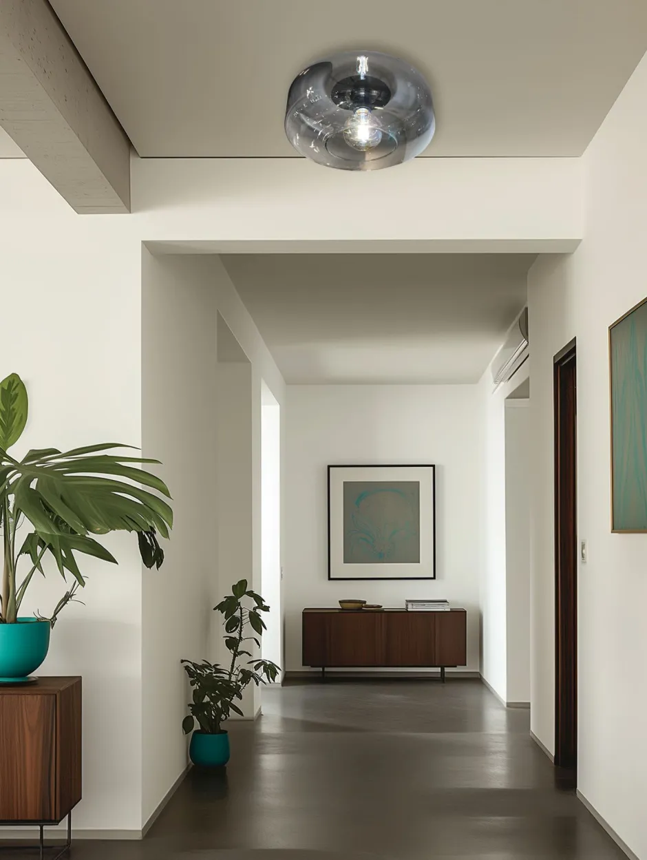 Eco-Light Kleine Deckenlampe Rauchglas rund Ø 35 cm E27 blendarm< Wohnzimmerlampen|Glaslampen