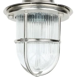 Metall Lampen|Messinglampen*Lido Kleine Deckenleuchte außen E27 Messing Riffelglas Maritim