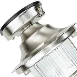 Metall Lampen|Messinglampen*Lido Kleine Deckenleuchte außen E27 Messing Riffelglas Maritim