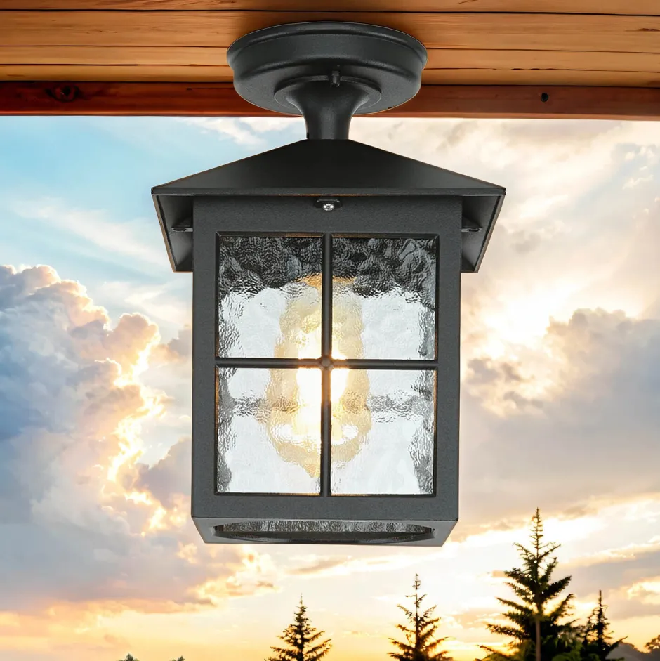 Rustikale Lampen|Vintage Lampen*Elstead Kleine Deckenleuchte HAROLD außen Schwarz Rustikal