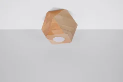 Sollux Kleine Deckenleuchte Holz geometrisch H: 12 cm flach GU10< Holzlampen|Moderne Lampen