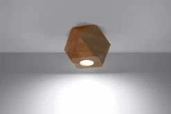 Sollux Kleine Deckenleuchte Holz geometrisch H: 12 cm flach GU10< Holzlampen|Moderne Lampen