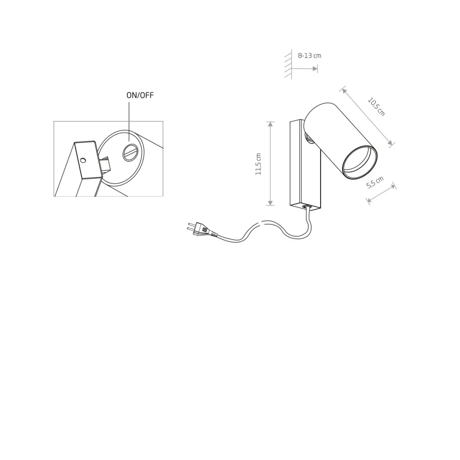 Moderne Lampen|Küchenlampen*Easylight Kleine Spot Lampe mit Schalter Kabel Schwarz GU10