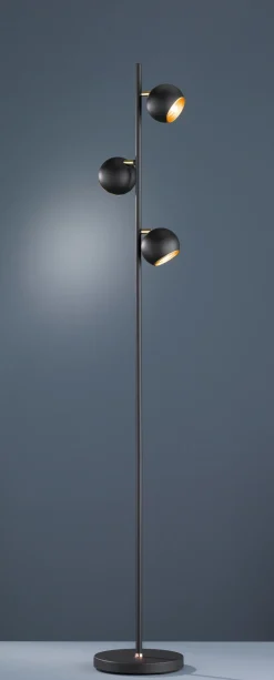 Wohnzimmerlampen|Metall Lampen*Trio Reality Kleine Stehlampe Metall G9 155 cm hoch in Schwarz Gold