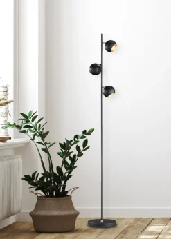 Wohnzimmerlampen|Metall Lampen*Trio Reality Kleine Stehlampe Metall G9 155 cm hoch in Schwarz Gold