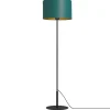 Metall Lampen|Stehlampen*Luminex Kleine Stehlampe Metall Stoff 150 cm E27 in Petrol Gold