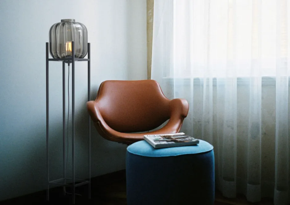 Glaslampen|Stehlampen*Masterlight Kleine Stehleuchte Glas Metall 138 cm Schwarz E27