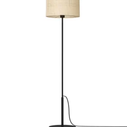 Luminex Kleine Stehleuchte Schwarz Natur 150 cm Rattan Metall< Stehlampen|Wohnzimmerlampen