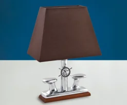 Laura Suardi Kleine Tischlampe Chrom Braun Echt-Messing Maritim< Tischlampen|Schlafzimmer Lampen