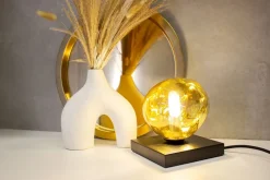 Eco-Light Kleine Tischlampe E14 Schwarz Gelb 17,5 cm dekorativ< Tischlampen|Glaslampen