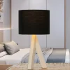 Trio Reality Kleine Tischlampe Holz Stoff H:31cm Ø17cm modern< Schlafzimmer Lampen|Lampen Aus Aller Welt