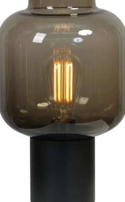Glaslampen|Wohnzimmerlampen*Masterlight Kleine Tischlampe Rauchglas Metall 31 cm hoch Ø 20 cm E27