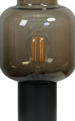 Glaslampen|Wohnzimmerlampen*Masterlight Kleine Tischlampe Rauchglas Metall 31 cm hoch Ø 20 cm E27