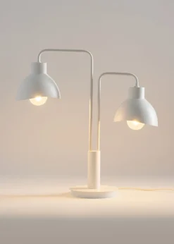 Tischlampen|Schlafzimmer Lampen*Sigma Kleine Tischleuchte Weiß Metall E27 48 cm Modern