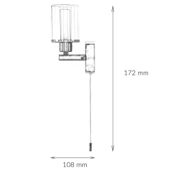 Wandleuchten|Flurlampen*Nowodvorski Kleine Wandlampe mit Schalter Glasschirm IP44 H:17cm