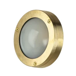 Außenwandleuchten|Rustikale Lampen*Lido Kleine Wandleuchte AGIA Messing Maritim Ø14cm IP64