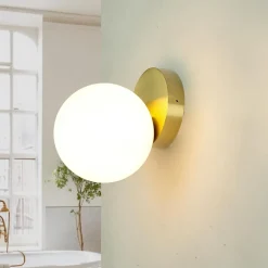 Wandleuchten|Flurlampen*Easylight Kleine Wandleuchte rund Kugel Schirm Glas IP44