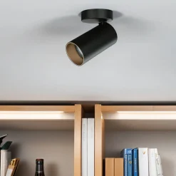 Metall Lampen|Küchenlampen*Nowodvorski Kleiner Deckenstrahler Schwarz Gold H:13cm Ø7cm elegant