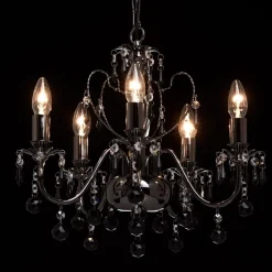 Hängelampen|Esszimmer Lampen*Glasberg Kleiner Kronleuchter Metall Ø45cm Esstisch ALEA