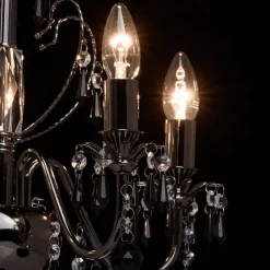 Hängelampen|Esszimmer Lampen*Glasberg Kleiner Kronleuchter Metall Ø45cm Esstisch ALEA