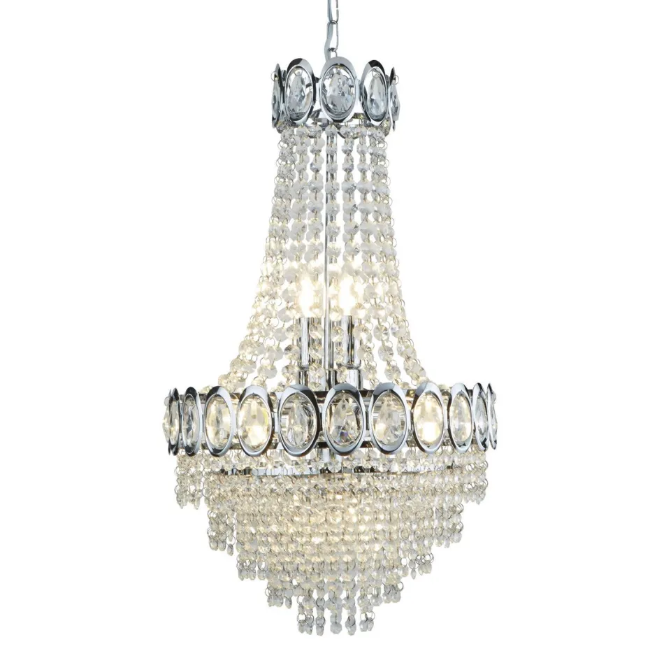 Hängelampen|Wohnzimmerlampen*Searchlight Kristall Kronleuchter Ø 38 cm H: max. 128 cm verstellbar