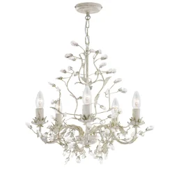 Glaslampen|Shabby Chic Lampen*Searchlight Kristall Kronleuchter Floral in Shabby Creme Gold Ø 50 cm