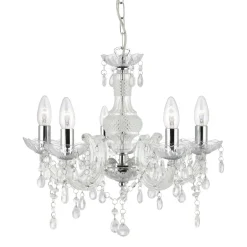 Searchlight Kristall Kronleuchter Glas Ø 48 cm 5x E14 Klassisch< Wohnzimmerlampen|Glaslampen