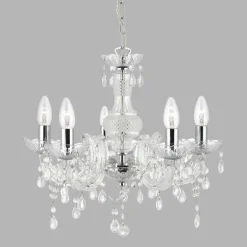 Searchlight Kristall Kronleuchter Glas Ø 48 cm 5x E14 Klassisch< Wohnzimmerlampen|Glaslampen