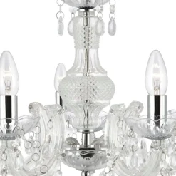 Searchlight Kristall Kronleuchter Glas Ø 48 cm 5x E14 Klassisch< Wohnzimmerlampen|Glaslampen