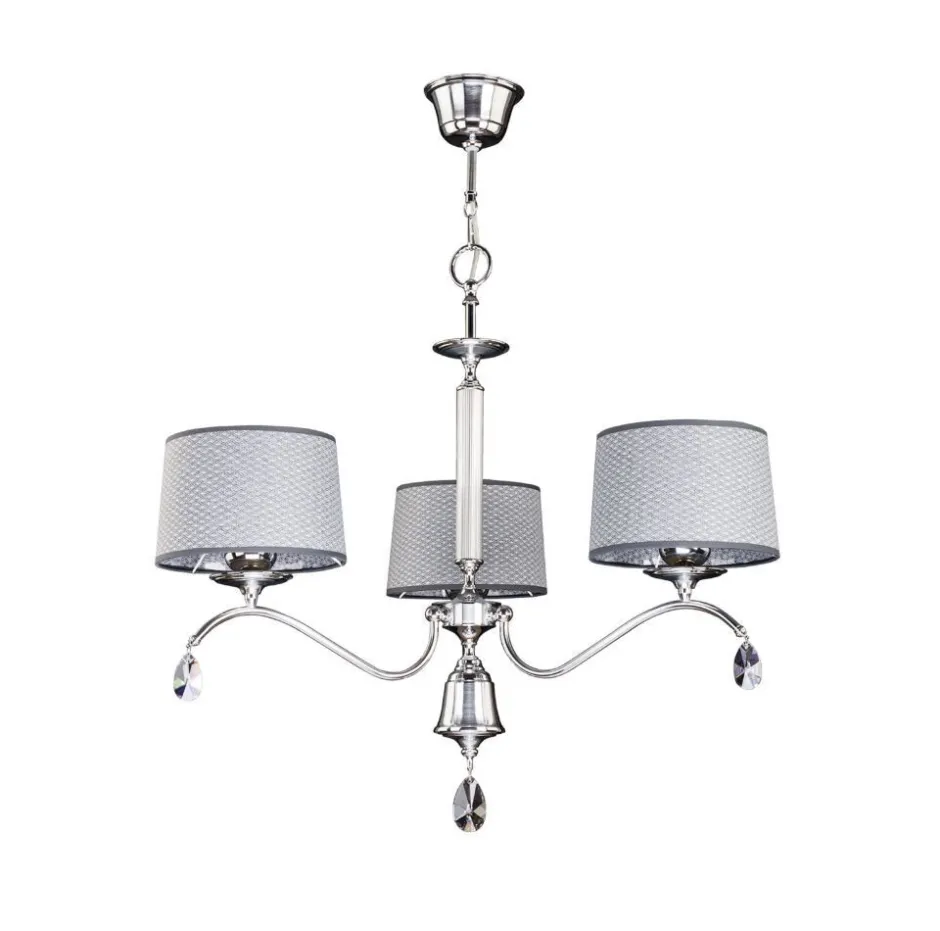 Hängelampen|Esszimmer Lampen*Jupiter Kronleuchter AELUA Chrom Grau Ø74cm 3xE27 Esstisch