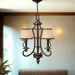 Hängelampen|Rustikale Lampen*Elstead Kronleuchter ANABELL 9 Creme kürzbar Ø46cm Lampe