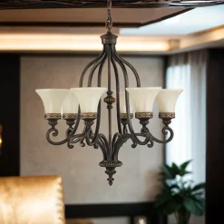 Rustikale Lampen|Designerlampen*Elstead Kronleuchter ANABELL 1 6-flmg Lampe Landhaus