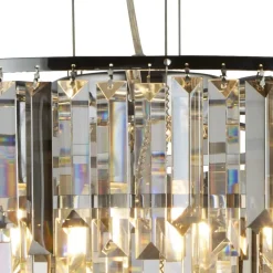 Searchlight Kronleuchter Art Déco Ø 65 cm Kristall Rauchglas 9x E14< Wohnzimmerlampen|Glaslampen