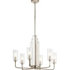 Elstead Kronleuchter Art Déco Metall Glas B: 68,6 cm H: max. 169,8 cm< Hängelampen|Jugendstil Lampen