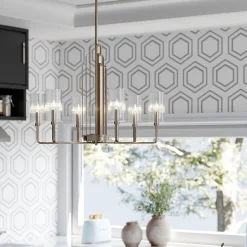 Elstead Kronleuchter Art Déco Metall Glas B: 68,6 cm H: max. 169,8 cm< Hängelampen|Jugendstil Lampen