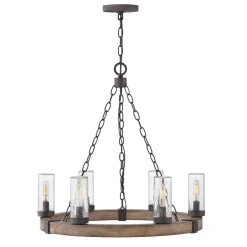 Metall Lampen|Rustikale Lampen*Elstead Kronleuchter außen Ø 61 cm IP44 E14 Metall Glas Ring