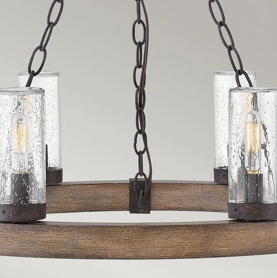 Metall Lampen|Rustikale Lampen*Elstead Kronleuchter außen Ø 61 cm IP44 E14 Metall Glas Ring