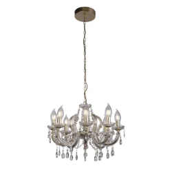 Metall Lampen|Hängeleuchten Außen*Searchlight Kronleuchter Außen Metall Glas IP65 8-flammig L:60 cm